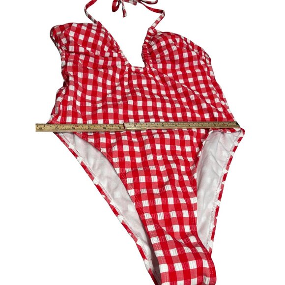 Red & White Gingham Halter One-Piece Swimsuit By Wild Fable Size S - Picture 6 of 11